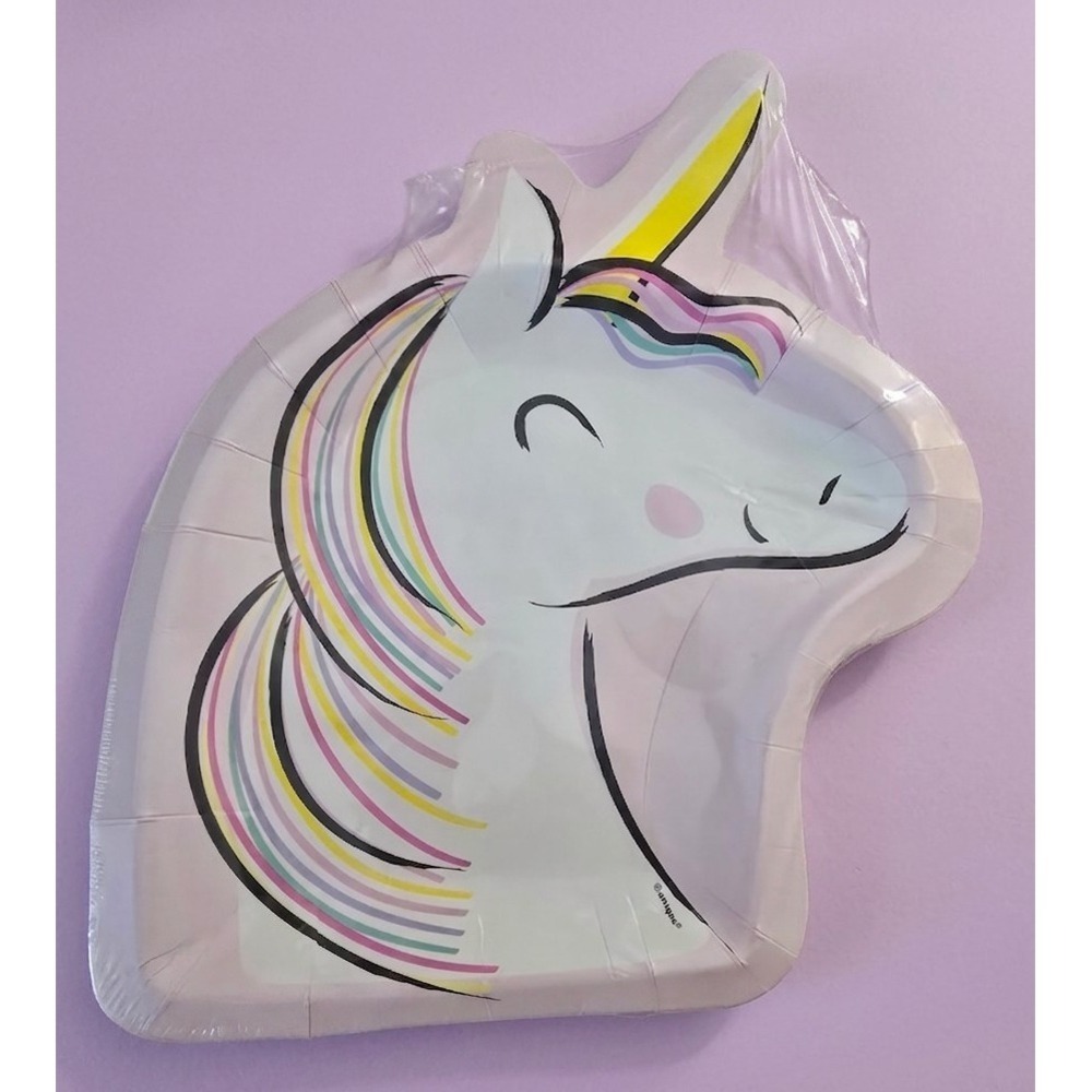 321 Party!‎ Starry Unicorns Unicorn Shaped Decorative Paper Plates 8ct 9.25in
